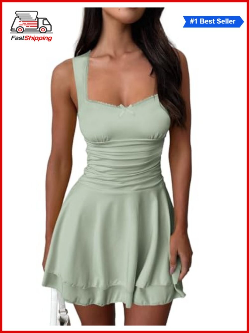 ✨ MIYIEONZ Summer Corset Mini Dress Women Sexy Sleeveless Square Neck Tiered
